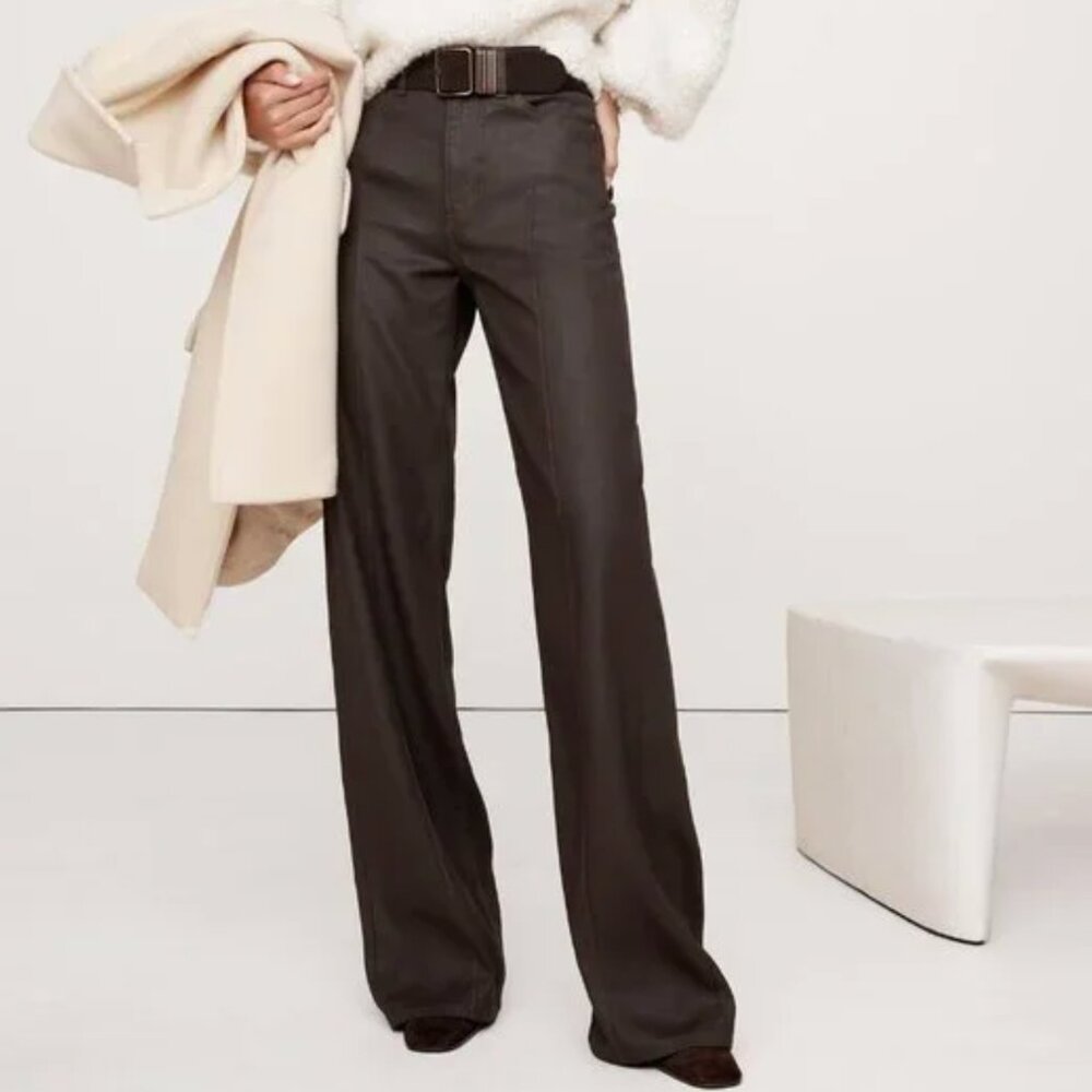 Banana Republic Coated Pintuck Jean in Chocolate Ganache - Size 27 Petite - NWT